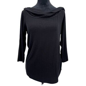 Saturday Sunday By Anthropologie Black Ribbed Top Womens L 3/4 Sleeves Relaxed
